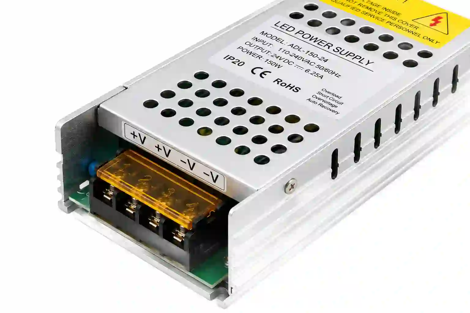 Ochranné funkce LED napájecího zdroje 24V 150W — přetížení zkrat přepětí s automatickou obnovou